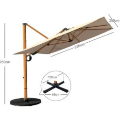 Grand Patio Cantilever Umbrella, Garden Offset Umbrella , 8 Ribs, Crank And Easy Tilt, 360° Rotation, Patio Umbrella For Pool, Garden, Outdoor, UPF 50+, PU Coating 2.5×2.5m, Champagne 11 Grand Patio Cantilever Umbrella, Garden Offset Umbrella , 8 Ribs, Crank And Easy Tilt, 360° Rotation, Patio Umbrella For Pool, Garden, Outdoor, UPF 50+, PU Coating 2.5×2.5m, Champagne -Outdoor Furniture Store 92929286 5