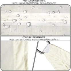 GROOFOO Rectangular Shade Sail Waterproof UV Protection 95% Polyester Resistant And Breathable For Garden Terrace With Rope 3x2m Beige -Outdoor Furniture Store 92976744 3
