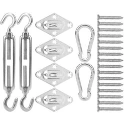 Shade Sail Hardware Kit , High Hardness High Strength Awning Accessory, Stainless Steel Triangle Rectangle Sun Shade Awning Attachment Set For Shade Sail Field Garden Outdoors Patio Lawn