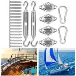 Shade Sail Hardware Kit , High Hardness High Strength Awning Accessory, Stainless Steel Triangle Rectangle Sun Shade Awning Attachment Set For Shade Sail Field Garden Outdoors Patio Lawn -Outdoor Furniture Store 93339094 4