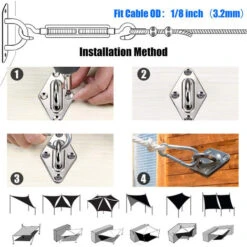 Shade Sail Hardware Kit 304 Stainless Steel S Hook M6 Fastener Set For Awning Sunshade -Outdoor Furniture Store 93339189 3