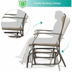2PCS Rocking Chair Garden Glider Chair Curved Armchair Swing Chair Ergonomic -Outdoor Furniture Store 93343612 4