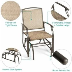 2PCS Rocking Chair Garden Glider Chair Curved Armchair Swing Chair Ergonomic -Outdoor Furniture Store 93343612 5