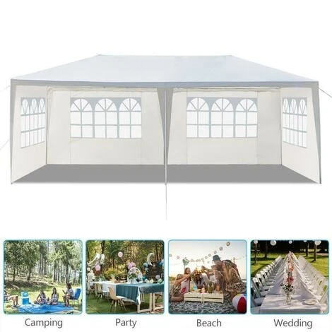 Gazebo With 6 Sides 3m X 6m, Marquee Garden Canopy With Coated Steel Frame, Outdoor Waterproof Gazebo Camping Party Tent, Awning Shade Shelter For Wedding Festival Beach, Easy Assembly, White 3 Gazebo With 6 Sides 3m X 6m, Marquee Garden Canopy With Coated Steel Frame, Outdoor Waterproof Gazebo Camping Party Tent, Awning Shade Shelter For Wedding Festival Beach, Easy Assembly, White