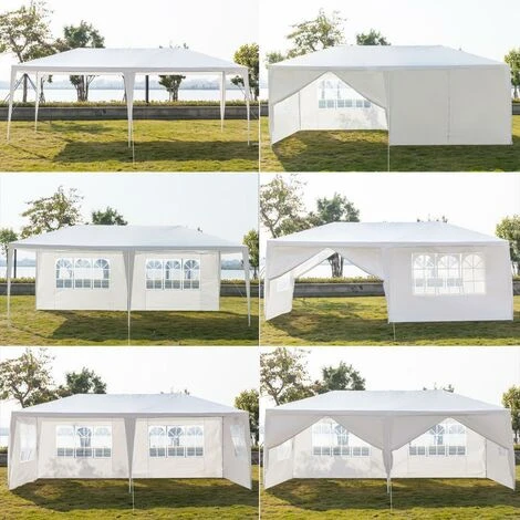 Gazebo With 6 Sides 3m X 6m, Marquee Garden Canopy With Coated Steel Frame, Outdoor Waterproof Gazebo Camping Party Tent, Awning Shade Shelter For Wedding Festival Beach, Easy Assembly, White 7 Gazebo With 6 Sides 3m X 6m, Marquee Garden Canopy With Coated Steel Frame, Outdoor Waterproof Gazebo Camping Party Tent, Awning Shade Shelter For Wedding Festival Beach, Easy Assembly, White - Image 5