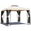 Grand Patio Gazebo Double Soft Top Canopy With Curtains And Netting For Patio,3X3M, Beige -Outdoor Furniture Store 93430255 1