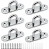 FlkwoH 6 Pieces Eyelet Plates Stainless Steel Cover Plate 5mm Mast Plate Heavy Duty Fixing Hooks For Wall Hooks Hanging Chairs Awning Boat Accessories Etc