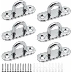 FlkwoH 6 Pieces Eyelet Plates Stainless Steel Cover Plate 5mm Mast Plate Heavy Duty Fixing Hooks For Wall Hooks Hanging Chairs Awning Boat Accessories Etc