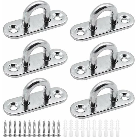 FlkwoH 6 Pieces Eyelet Plates Stainless Steel Cover Plate 5mm Mast Plate Heavy Duty Fixing Hooks For Wall Hooks Hanging Chairs Awning Boat Accessories Etc 3 FlkwoH 6 Pieces Eyelet Plates Stainless Steel Cover Plate 5mm Mast Plate Heavy Duty Fixing Hooks For Wall Hooks Hanging Chairs Awning Boat Accessories Etc