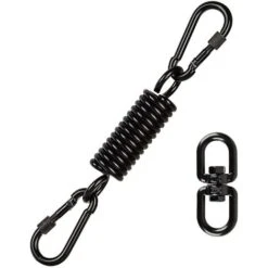 Swivel Steel Spring With 2 Carabiners And 360 Degree Swivel Hook (1 Set, Black)
