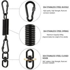 Swivel Steel Spring With 2 Carabiners And 360 Degree Swivel Hook (1 Set, Black) -Outdoor Furniture Store 93516409 3