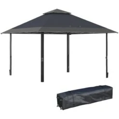 Outsunny 4 X 4m Outdoor Pop-Up Canopy Tent Gazebo Adjustable Legs Bag Grey