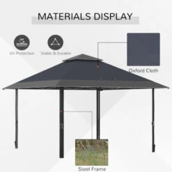 Outsunny 4 X 4m Outdoor Pop-Up Canopy Tent Gazebo Adjustable Legs Bag Grey -Outdoor Furniture Store 93556723 4