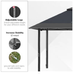 Outsunny 4 X 4m Outdoor Pop-Up Canopy Tent Gazebo Adjustable Legs Bag Grey -Outdoor Furniture Store 93556723 5