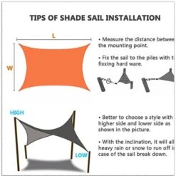 2x3m Rectangle Waterproof Sun Shade Sail Canopy Awning Shelter Fabric Screen,95% UV Blockage UV & Water Resistant, For Outdoor Patio Garden Carport -Outdoor Furniture Store 93557093 5