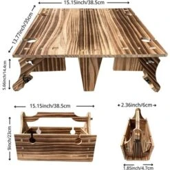 Wooden Folding Picnic Wine Table, Picnic Table Convertible Storage Basket Portable For Outdoor Camping Beach Park -Outdoor Furniture Store 93557094 3