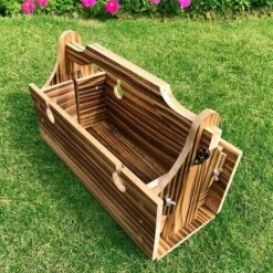 Wooden Folding Picnic Wine Table, Picnic Table Convertible Storage Basket Portable For Outdoor Camping Beach Park -Outdoor Furniture Store 93557094 5