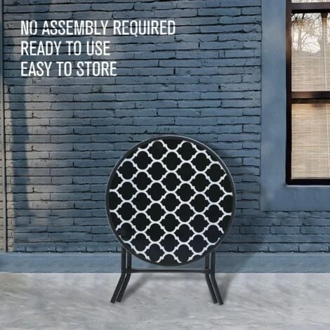 PHI VILLA Folding Side Table, Foldable Coffee Table, Outdoor Garden Table, Small Round Patio Table - Black 6 PHI VILLA Folding Side Table, Foldable Coffee Table, Outdoor Garden Table, Small Round Patio Table - Black - Image 4