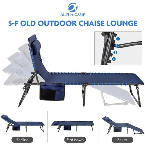 ALPHA CAMP Portable Outdoor Camping Folding Bed, Foldable Heavy Duty Sturdy Camp Beds, Oversized Sleeping Cot With Pillow And 5 Position For Adults,Travel,Office, Fishing, Indoor, Cyan Blue 5 ALPHA CAMP Portable Outdoor Camping Folding Bed, Foldable Heavy Duty Sturdy Camp Beds, Oversized Sleeping Cot With Pillow And 5 Position For Adults,Travel,Office, Fishing, Indoor, Cyan Blue - Image 3