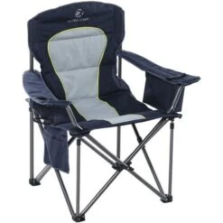 ALPHA CAMP Portable Folding Oversized Camping Chairs With Cup Holder And Cooler Bag - Heavy Duty Steel Frame Support 200 KG