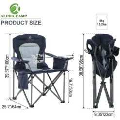ALPHA CAMP Portable Folding Oversized Camping Chairs With Cup Holder And Cooler Bag - Heavy Duty Steel Frame Support 200 KG 9 ALPHA CAMP Portable Folding Oversized Camping Chairs With Cup Holder And Cooler Bag - Heavy Duty Steel Frame Support 200 KG -Outdoor Furniture Store 93564640 3