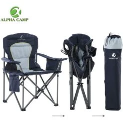 ALPHA CAMP Portable Folding Oversized Camping Chairs With Cup Holder And Cooler Bag - Heavy Duty Steel Frame Support 200 KG 11 ALPHA CAMP Portable Folding Oversized Camping Chairs With Cup Holder And Cooler Bag - Heavy Duty Steel Frame Support 200 KG -Outdoor Furniture Store 93564640 5