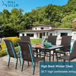 PHIVILLA Patio Dining Chairs Set Of 2, High-Back Outdoor Wicker Rattan Chairs With Oversized Seat, Metal Frame All-Weather Conversation Set For Patio, Backyard, Garden And Poolside, Multibrown 9 PHIVILLA Patio Dining Chairs Set Of 2, High-Back Outdoor Wicker Rattan Chairs With Oversized Seat, Metal Frame All-Weather Conversation Set For Patio, Backyard, Garden And Poolside, Multibrown -Outdoor Furniture Store 93564655 4