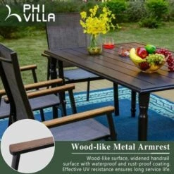 PHIVILLA 2 PCS Aluminium Patio Dining Chairs Set,Textilene Outdoor Stackable Chairs With Wooden Armest For Garden, Poolside, 10 PHIVILLA 2 PCS Aluminium Patio Dining Chairs Set,Textilene Outdoor Stackable Chairs With Wooden Armest For Garden, Poolside, -Outdoor Furniture Store 93564668 4