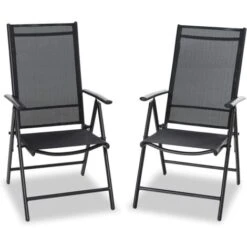 PHIVILLA PHIVILLA Garden Chairs Set Of 2 Adjustable Folding Reclining Dinning Chairs, Comfortable, Patio Chairs Set, Black
