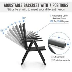 PHIVILLA PHIVILLA Garden Chairs Set Of 2 Adjustable Folding Reclining Dinning Chairs, Comfortable, Patio Chairs Set, Black 9 PHIVILLA PHIVILLA Garden Chairs Set Of 2 Adjustable Folding Reclining Dinning Chairs, Comfortable, Patio Chairs Set, Black -Outdoor Furniture Store 93564671 3