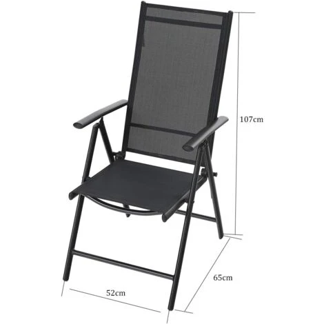 PHIVILLA PHIVILLA Garden Chairs Set Of 2 Adjustable Folding Reclining Dinning Chairs, Comfortable, Patio Chairs Set, Black 7 PHIVILLA PHIVILLA Garden Chairs Set Of 2 Adjustable Folding Reclining Dinning Chairs, Comfortable, Patio Chairs Set, Black - Image 5