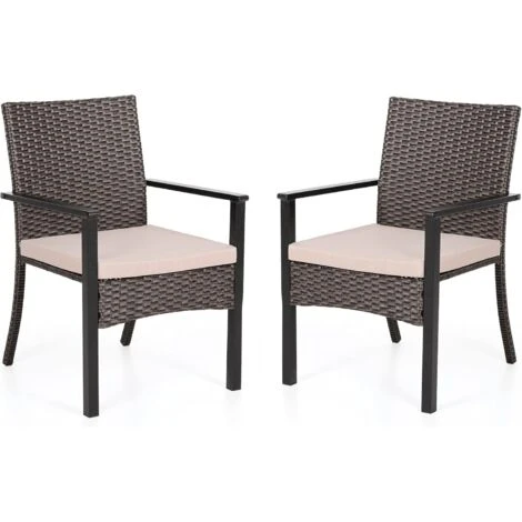 PHIVILLA Garden Dining Chairs 2,Outdoor Rattan Wicker Chairs With Removable Cushion For Patio, Garden, Porch, Balcony 3 PHIVILLA Garden Dining Chairs 2,Outdoor Rattan Wicker Chairs With Removable Cushion For Patio, Garden, Porch, Balcony