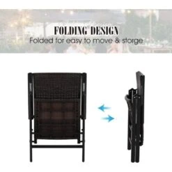 PHIVILLA Patio Folding Dining Chairs Set Of 2,Outdoor Rattan Wicker Portable Chairs With High Backrest,Foldable Camping Chairs For Lawn,Garden,Beach,Pool,Deck -Outdoor Furniture Store 93564698 4