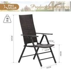 PHIVILLA Patio Folding Dining Chairs Set Of 2,Outdoor Rattan Wicker Portable Chairs With High Backrest,Foldable Camping Chairs For Lawn,Garden,Beach,Pool,Deck -Outdoor Furniture Store 93564698 5