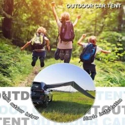 Waterproof Car Awning Sun Shelter, Portable Auto Canopy Camper Trailer Sun Shade For Camping, SUV, Outdoor, Beach Army Green 9 Waterproof Car Awning Sun Shelter, Portable Auto Canopy Camper Trailer Sun Shade For Camping, SUV, Outdoor, Beach Army Green -Outdoor Furniture Store 93900018 3