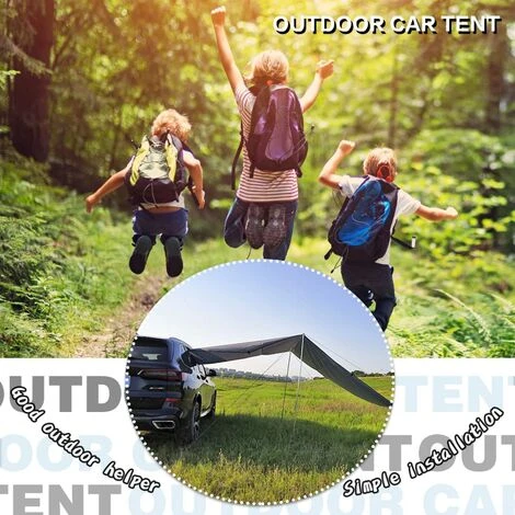 Waterproof Car Awning Sun Shelter, Portable Auto Canopy Camper Trailer Sun Shade For Camping, SUV, Outdoor, Beach Army Green 5 Waterproof Car Awning Sun Shelter, Portable Auto Canopy Camper Trailer Sun Shade For Camping, SUV, Outdoor, Beach Army Green - Image 3