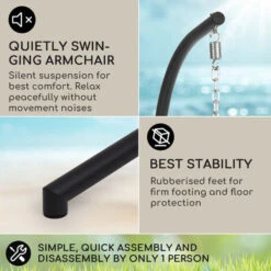 Blumfeldt Biarritz Double Hanging Chair Two-Seater Seat Cushion Polyester Aluminium Polyrattan 260 Kg -Outdoor Furniture Store 93944800 3