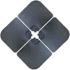 32 LED Solar Powered Parasol 3m Garden Banana Hanging Umbrella Cantilever Black With Base Weight -Outdoor Furniture Store 93968998 5