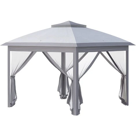 Outsunny Pop Up Gazebo Height Adjustable Canopy Tent W/ Carrying Bag, Grey 3 Outsunny Pop Up Gazebo Height Adjustable Canopy Tent W/ Carrying Bag, Grey