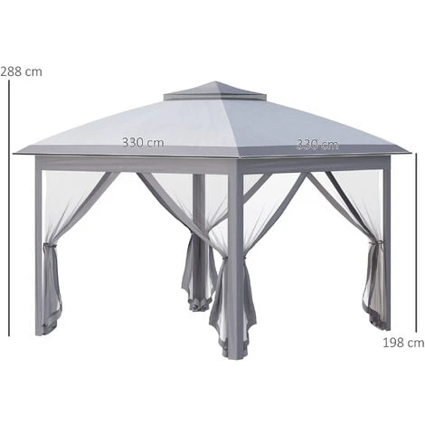 Outsunny Pop Up Gazebo Height Adjustable Canopy Tent W/ Carrying Bag, Grey 4 Outsunny Pop Up Gazebo Height Adjustable Canopy Tent W/ Carrying Bag, Grey - Image 2