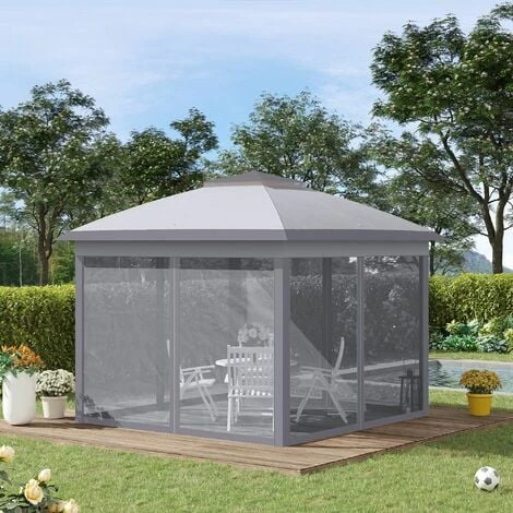 Outsunny Pop Up Gazebo Height Adjustable Canopy Tent W/ Carrying Bag, Grey 5 Outsunny Pop Up Gazebo Height Adjustable Canopy Tent W/ Carrying Bag, Grey - Image 3