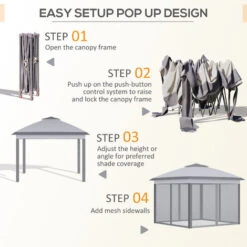 Outsunny Pop Up Gazebo Height Adjustable Canopy Tent W/ Carrying Bag, Grey 11 Outsunny Pop Up Gazebo Height Adjustable Canopy Tent W/ Carrying Bag, Grey -Outdoor Furniture Store 94015054 5