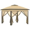 Outsunny Pop Up Gazebo Height Adjustable Canopy Tent W/ Carrying Bag, Beige -Outdoor Furniture Store 94015298 1