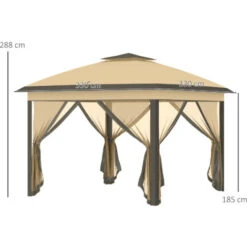 Outsunny Pop Up Gazebo Height Adjustable Canopy Tent W/ Carrying Bag, Beige -Outdoor Furniture Store 94015298 5