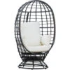 Outsunny Swivel Egg Chair Rattan Outdoor Chair With Cushion For Patio Black
