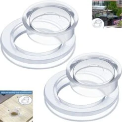 2 Pack Patio Table Umbrella Rings And Caps Set, Thicker Hole Ring Plugs And Caps Set For Standard Size Umbrella (Clear)