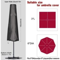 Straight Parasol Cover, 2m Waterproof Parasol Cover, Anti-UV, Anti-Wind 210D Oxford Cloth Umbrella Cover With Zipper Waterproof(140x25x30cm) -Outdoor Furniture Store 94034166 2