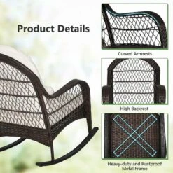 Outdoor Patio Rattan Chair Wicker Sturdy Rocking Armchair Garden Furniture Set -Outdoor Furniture Store 94324543 5