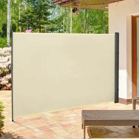 Outsunny 3x2M Retractable Side Awning Screen Fence Patio Privacy Divider Cream 5 Outsunny 3x2M Retractable Side Awning Screen Fence Patio Privacy Divider Cream - Image 3