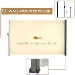 Outsunny 3x2M Retractable Side Awning Screen Fence Patio Privacy Divider Cream 10 Outsunny 3x2M Retractable Side Awning Screen Fence Patio Privacy Divider Cream -Outdoor Furniture Store 94368524 4